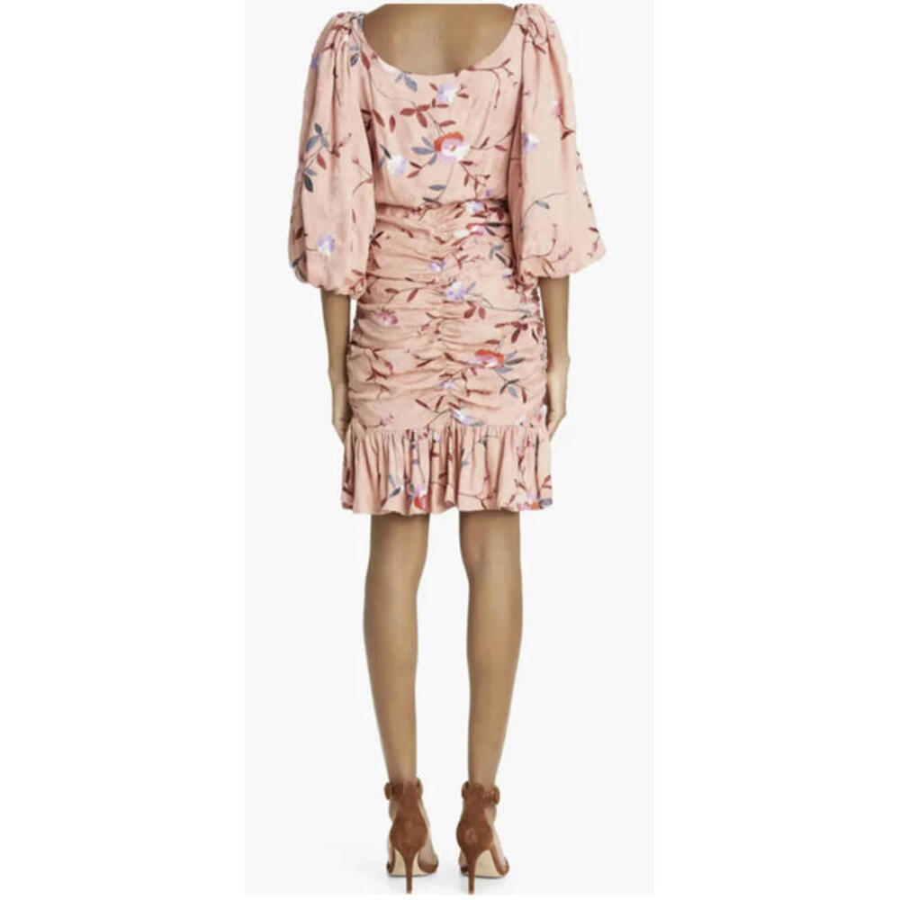 New By Timo Ruched Floral Embroidered Jacquard Dress In Blush Size XS - Picture 4 of 11